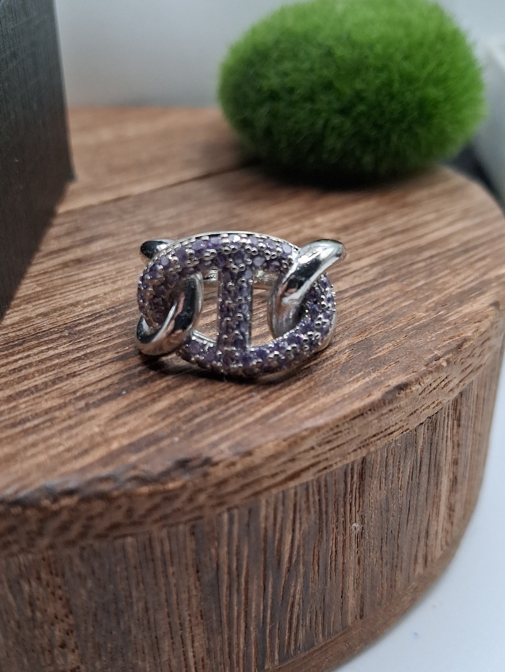 High Fashion Purple Crystal Interlocking Ring  R835 Size 5